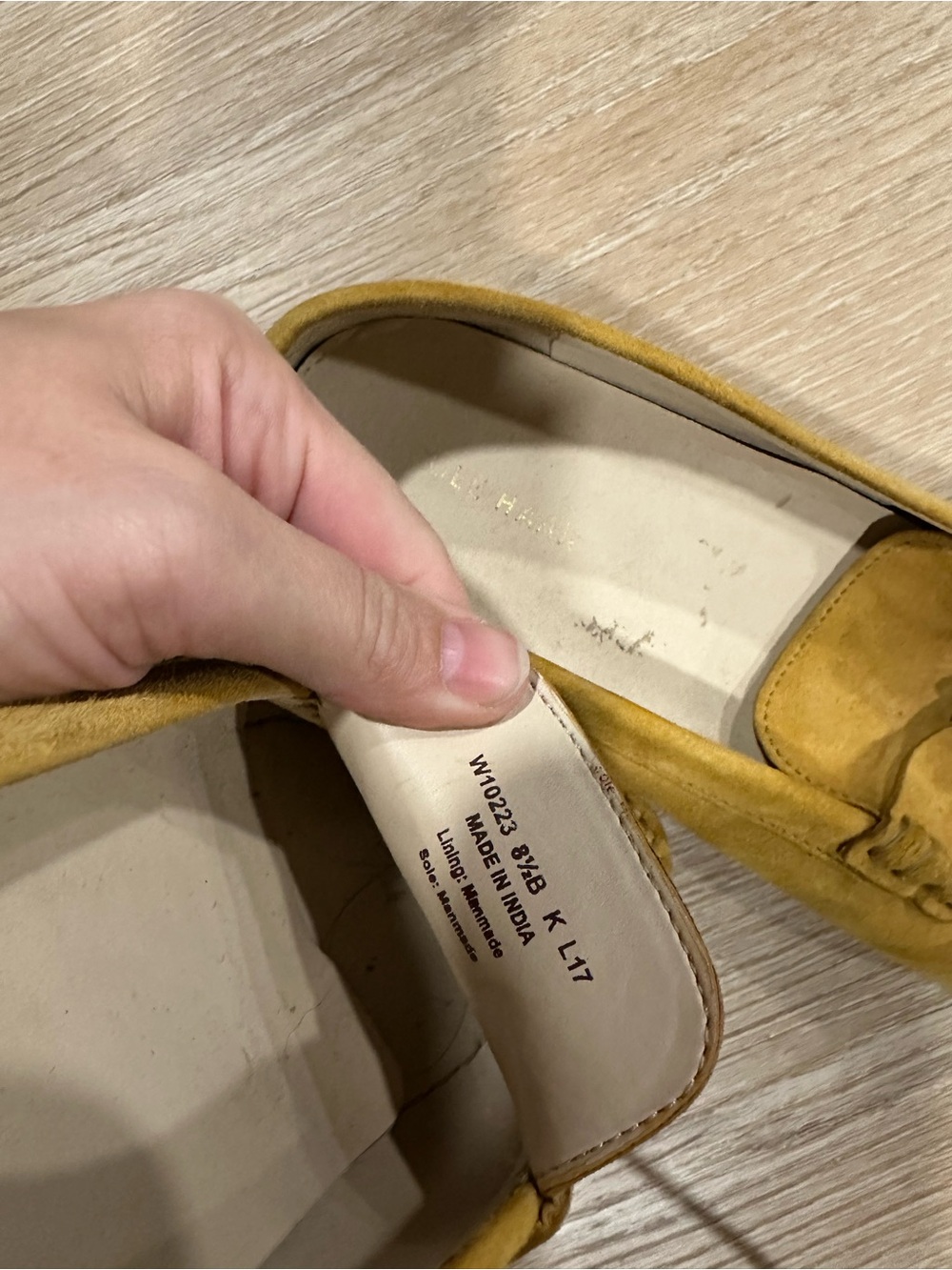 Cole Haan Suede Tassel Loafers in Mustard Yellow, Moc Toe Preppy, Size 8.5 - Picture 5 of 9